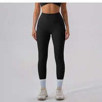Celana Yoga Olahraga Wanita Warna Kontras Khusus, Bahan Nylon Spandex Elastis Bernapas, Mengangkat Bokong, Cocok untuk Gym dan Aktivitas Luar Ruangan
