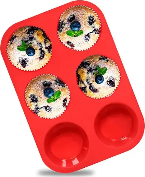 Kek tepsisi 6 bardak yapışmaz kek kalıpları silikon Bakeware BPA ücretsiz silikon Muffin fırın tepsisi