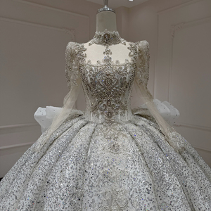 Vestido de Novia Moderno con Lentejuelas y Cristales, Cola Capilla, Manga Regular, Espalda Descubierta, Apliques, Largo hasta el Suelo, Escote Corazón - Product Image 2