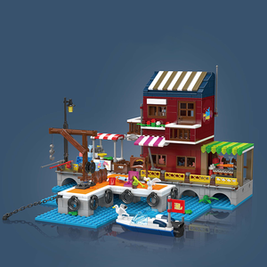 Moule <span class=keywords><strong>roi</strong></span> 10110 modè<span class=keywords><strong>le</strong></span> <span class=keywords><strong>bateau</strong></span> de pêche quai ornements MOC assemblage briques éducatives enfants unisexe bloc de construction ensemble jouets - Product Image 3