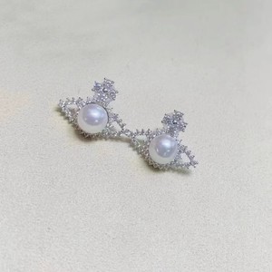 22576 Accessoires de perles DIY, clous d'oreille en argent S925 avec perles rondes de 7-8 mm, plateau vide pour bijoux en argent tendance, crochet d'oreille - Product Image 4