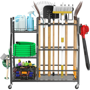 Gardening <b>tool</b> organizer, large capacity gardening <b>tool</b> storage rack, indoor and outdoor long-handled <b>tool</b> <b>cart</b> - Product Image 4