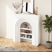 Table console en bambou blanc crème, style nordique français, moderne, luxueuse, simple, pour le salon, l'entrée, meubles de rangement