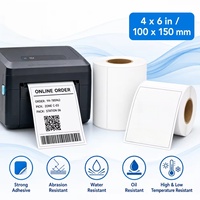 Rouleau d'étiquettes adhésives thermiques imperméables 100x150mm 4x6, impression laser/thermique, personnalisables, rectangulaires, pour la logistique