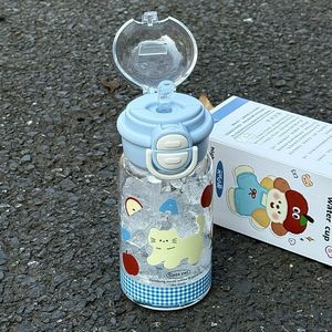 Cute Cat Plastic Water Bottle 500ml With Straw Leak Proof For Students Unisex Back To School Use - Product Image 2