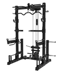 Half Rack avec Lat <span class=keywords><strong>Pull</strong></span> Down, équipement de musculation complet pour Pulldown, Low Row et Squat - Product Image 1