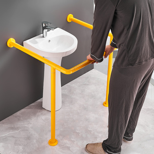 L-förmiger Bodenmontierter Waschbecken-Haltegriff, Rutschfester Badezimmer-Sicherheitshandlauf für Ältere und Behinderte - Product Image 2