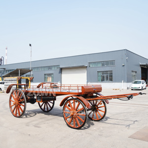 Carroza Fúnebre Abierta de Madera con Aspecto Retro, Arrastrada por Caballos, con Cuatro Ruedas Grandes de Múltiples Radios para Ceremonias - Product Image 1