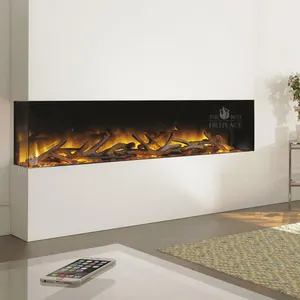 Modern decorative 3 sided wall mounted fireplace insert heater realistic indoor led recessed electric fireplace with heat