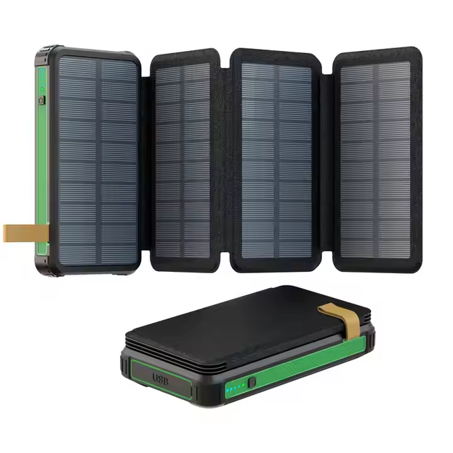 Newest Custom 16000mAh Wireless Solar Power Bank Portable Mini Fast Charging Outdoor Power Station with 4 Foldable Solar Panels
