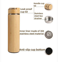 Botol Air Stainless Steel 500ml dengan Cangkang Bambu, Vakum Terisolasi, Badan Lurus, Logo Kustom Grosir untuk Hadiah Kembali ke Sekolah