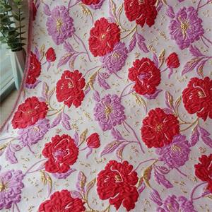 Vestido de flores de seda dorada brocado de lujo ligero tridimensional jacquard en relieve teñido de hilo francés - Product Image 2