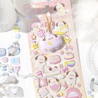 Autocollants bulles anti-stress thème Bonne Nuit, esthétique Ins, avec breloque chaîne de perles, accessoires décoratifs DIY pour enfants et journaux