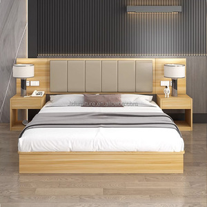 Base de Cama de Plataforma de Madera MDF Resistente con Cabecera Acolchada y Mesitas de Noche Integradas para Juego de Muebles de Dormitorio de Hotel de 3 Estrellas - Product Image 2