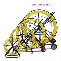 Nouveau Tire-Câble à Roues en Fibre de Verre Flexible 8-16mm 30-400m, Tige de Poussée de Conduit Portable en PRV pour Câbles