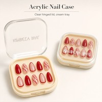 Faux ongles à presser rouge Noël, formes variées, couvrance totale, brillants, en boîte cadeau, vente en gros, personnalisables OEM