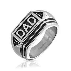 Lovely Modern Gift Dad Signet Stainless Steel Geometric Ring For Men Father Party Vater's day