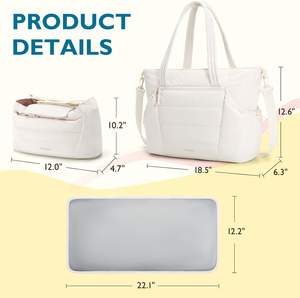 Bolsa de pañales de bebé de nailon de gran capacidad de moda con almohadilla de relleno para almacenamiento de carruaje y cambio de pañales - Product Image 2