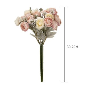 Nouveau populaire 18 têtes blanc <span class=keywords><strong>rose</strong></span> renoncule maison mariage décoration fête soie tissu artificiel Mini thé <span class=keywords><strong>Rose</strong></span> <span class=keywords><strong>Bouquet</strong></span> - Product Image 6