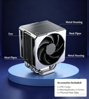 Refroidisseur d'air pour processeur CoolerMaster Hyper 612Apex, 6 caloducs, deux ventilateurs PWM Mobius120P, boucle cuivre-aluminium, roulements dynamiques