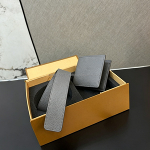 Portefeuille et ceinture pour homme en cuir véritable, style original, marque de luxe pour homme, minimaliste, ensemble de portefeuille et ceinture pour homme Lvs - Product Image 1