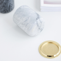 Porte-stylo en marbre véritable, Pot, tasse, Pot de pinceaux de bureau, distributeur de bougie, Pot de fleur, organisateur de bureau avec couvercle métallique, 1 pièce