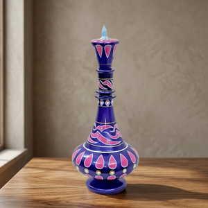 LJ123 Dream Jennie Genie Hand-Painted Mouth-Blown Glass <b>Bottle</b> with Decal <b>Stopper</b> Blue Pink Color - Product Image 3