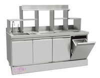 Comptoir de bar à café en acier inoxydable, double porte, sans givre, dégivrage automatique, réfrigérateur de comptoir - Design moderne -5C 5C Électrique