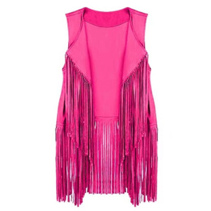 <span class=keywords><strong>Gilet</strong></span> à franges pour femmes personnalisé Cardigan sans manches sans boucle <span class=keywords><strong>Gilet</strong></span> américain de grande taille moyen et <span class=keywords><strong>long</strong></span> - Product Image 4