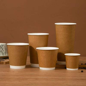 <b>Custom</b> Logo Printed Eco Friendly Biodegradable Disposable Double Wall Brown Kraft Paper Coffee <b>Cups</b> For Hot Drinks - Product Image 4