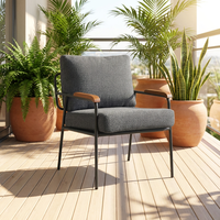 Fauteuils d'appoint en tissu de style moderne du milieu du siècle - Design rembourré confortable et peu encombrant - Accoudoirs en bois - Pieds en métal - Meubles pour la maison