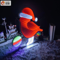 Vente flash : Miroir lumineux décoratif d'intérieur de 15 pouces, effet infini, 5V, 3 piles AAA, boîte à piles, oiseau Robin européen, pour la maison, le bureau, le taxi, Noël