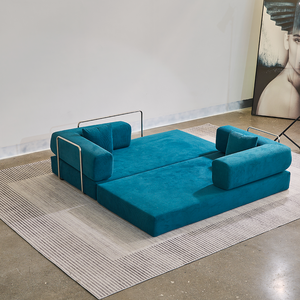 Canapé modulaire compressé en velours côtelé, mousse haute résilience, canapé sectionnel sans assemblage pour petit espace, salon, appartement - Product Image 2