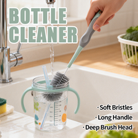 Ensemble de brosses de nettoyage pour biberons en plastique, nettoyeur de biberons et de tasses à lait, manche long, poils doux pour la cuisine et la crèche