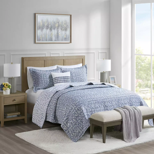 Set di biancheria da letto in cotone 100% stile americano ricamato copriletto di fiori trapuntato <span class=keywords><strong>Matelasse</strong></span> - Product Image 2