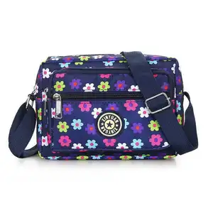 Groothandel Casual Mobiele Telefoon Tas Dames Messenger Bag Nylon Reizen Kleurrijke Bloemen Print Mode Schoudertas Voor Vrouwen