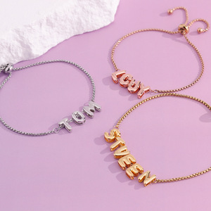 Braccialetto Personalizzato con Nome, Bracciale con Lettere a Bolla Regolabile in Rame, Regalo Personalizzato per Ragazze, Gioielli con Spedizione Diretta - Product Image 3