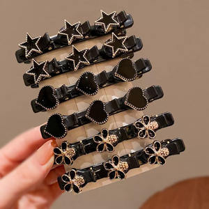 Pinces à cheveux tressées en pierre de cristal scintillante trèfle à quatre feuilles fleur hachée épingle à cheveux pince à bec de canard accessoires pour cheveux avec perles - Product Image 2