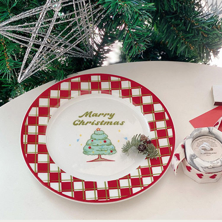 Assiette Sapin de Noël 8 pouces - Blanc