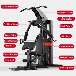 FRS Unisexe Station d'entraînement multifonctionnelle en acier pour la maison, pour <span class=keywords><strong>musculation</strong></span>, exercices de pectoraux, épaules et dos, charge maximale 400 kg - Product Image 2