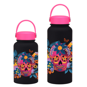 Nouvelle bouteille d'eau et ensemble de gobelets de grande capacité de style mexicain créatif, motif de crâne de dessin animé mignon, rock and roll, Halloween, Pâques - Product Image 5