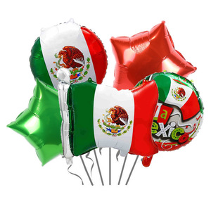 Accessoires de décoration pour fête sur le thème de Viva Mexico, ballons colorés auto-gonflables, drapeau en forme de taco, chapeau en forme de bolso, 5 ballons en feuille d'aluminium - Product Image 2