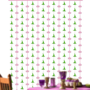 1*2 metros magia mala bruja tema lluvia cortinas Rosa verde bruja sombrero corona fiesta cortina decoración suministros - Product Image 2