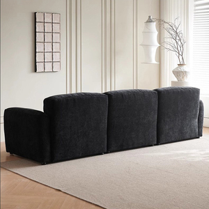 Ensemble de canapé modulaire pour salon en tissu chenille à pétales modernes, rembourrage en duvet, gris foncé avec pieds en acier inoxydable - Product Image 2