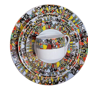 Tùy Chỉnh Thiết Kế Bán Buôn Sứ Handmade Cổ Điển Đồ Ăn Tấm Bộ Nghệ Thuật Truyền Thống Ethiopian eritrean <span class=keywords><strong>20Pcs</strong></span> Đặt Bữa Ăn Tối - Product Image 2