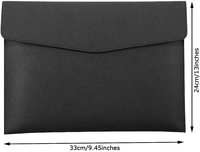 Cuero de la PU de A4 Documento de la carpeta de archivos titular impermeable cartera sobre carpeta caso con cierre negro