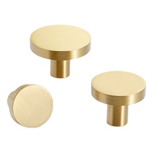 Brass Cabinet <b>Knobs</b> Round Minimalist Design For Wardrobe Cabinet <b>Door</b> Hardware Durable <b>Copper</b> Finish 6611 - Product Image 4