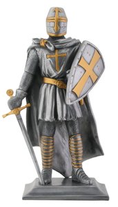 <strong>Crusader</strong> <strong>Knight</strong> Statue Silver Finishing Cold Cast Resin Statue