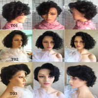 Perruques Bob Courtes Pixie à Lacet Frontal Cheveux Vierge Perruque Toupet Cheveux Humains Pixie Courte Perruque Complète en Lacet Cheveux Indiens Lisses