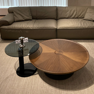 Walnut <b>Wood</b> <b>Coffee</b> <b>Table</b> <b>Round</b> Modern Nordic Style Living Room Sofa Side <b>Table</b> - Product Image 2